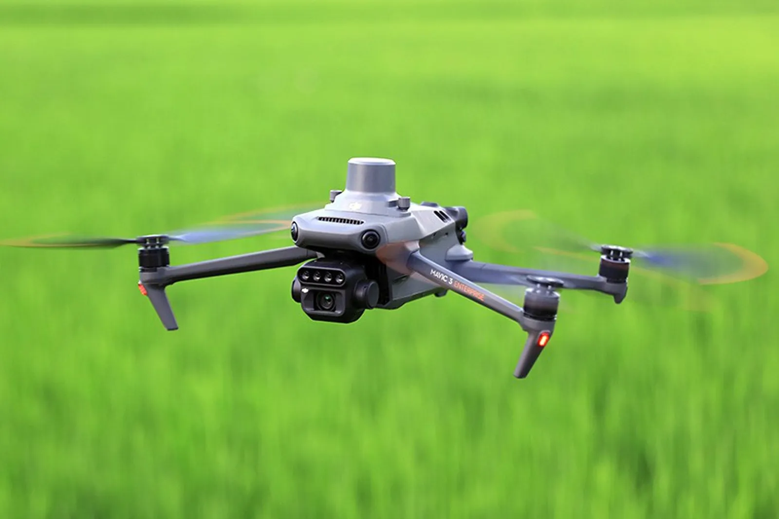 DJI Mavic 3 Multiespectral sobrevolando un lote verde del sudoeste bonaerense durante la campaña fina